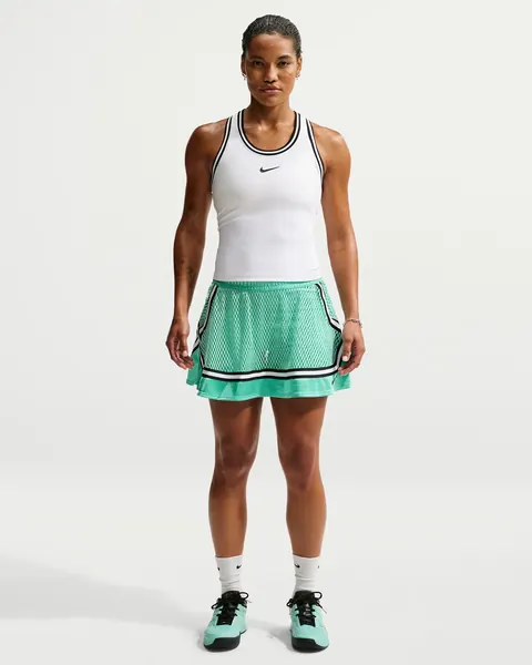 A mint tennis skort with a pleated lower edge.